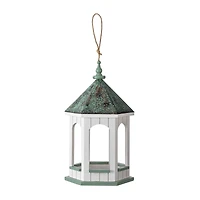 Glitzhome® 15.75" Metal Roof Wood Gazebo Tray Bird Feeder