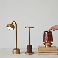 Hello Honey® 6.5" Antique Brass Finish Reclaimed Glass & Metal Touch Sensor LED Table Lamp