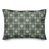 Sage Snowflake Plaid 20" x 14" Spun Poly Pillow