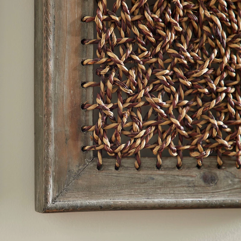 Brown Seagrass & Wood Abstract Wall Décor Set