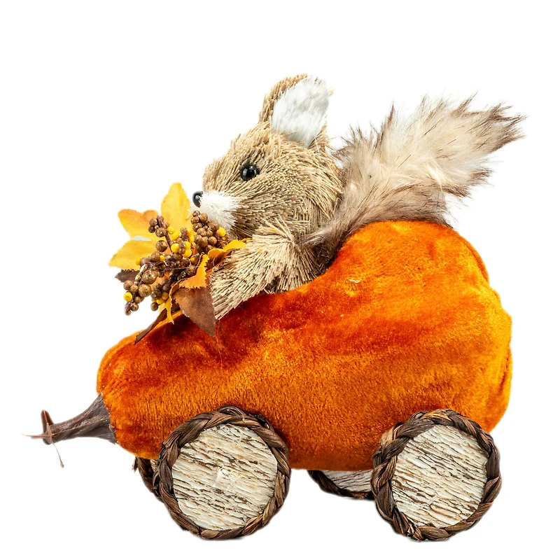 7" Squirrel in Pumpkin Car Natural Décor by Ashland®