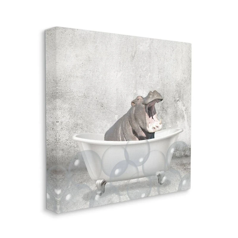 Stupell Industries Baby Hippo Bath Time Cute Animal Canvas Wall Art