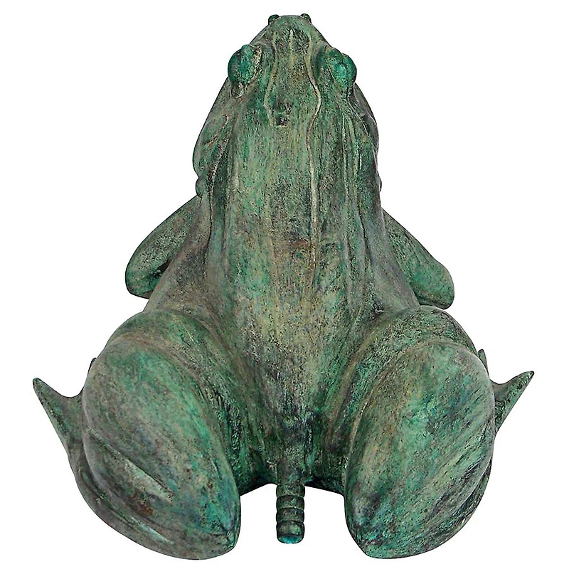Design Toscano 11" Piped Cast Bronze Bull Frog Garden Statue