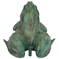 Design Toscano 11" Piped Cast Bronze Bull Frog Garden Statue