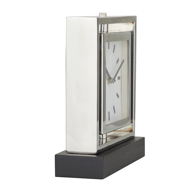 Silver Stainless Steel Glam Clock, 9" x 3" x 10"
