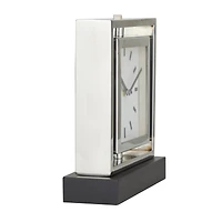 Silver Stainless Steel Glam Clock, 9" x 3" x 10"
