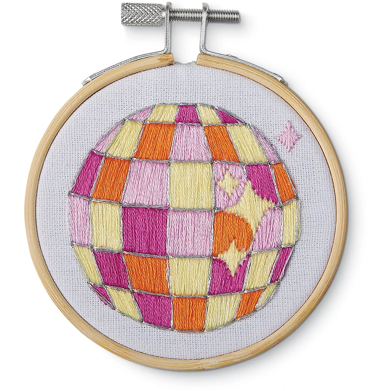 3.5" Disco Ball Stamped Design Embroidery Kit with Hoop by Loops & Threads®