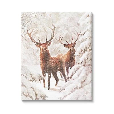 Stupell Industries Elks Snowy Forest Wildlife Canvas Wall Art