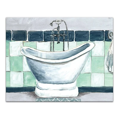 Green And Blue Bathtub 14" x 11" Canvas Wall Art