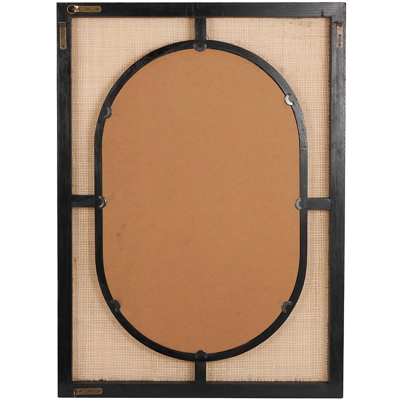 42" Brown Rattan Wall Mirror with Black Accent Frame