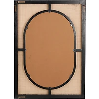 42" Brown Rattan Wall Mirror with Black Accent Frame