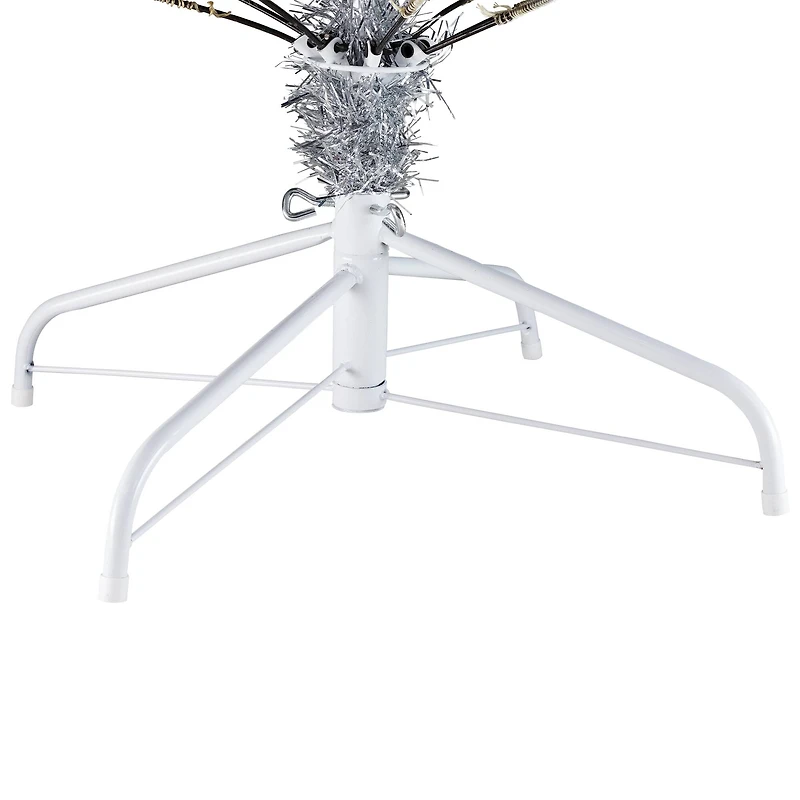 9ft. Pre-Lit Silver Tinsel Artificial Christmas Tree, Clear Lights