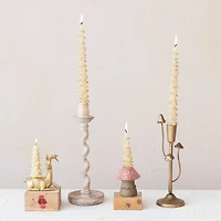 Hello Honey® 11" Antique Gold Mushroom Metal Taper Candle Holder