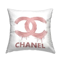 Stupell Industries Pink Fashion Brand Designer Glam Logo Throw Pillow, 18" x 18"