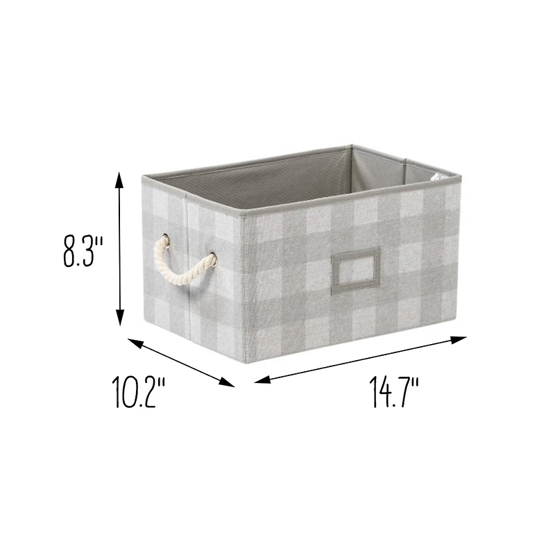 Honey Can Do Gray Plaid Large Collapsible Fabric Storage Bins With Handles Set, 3ct.