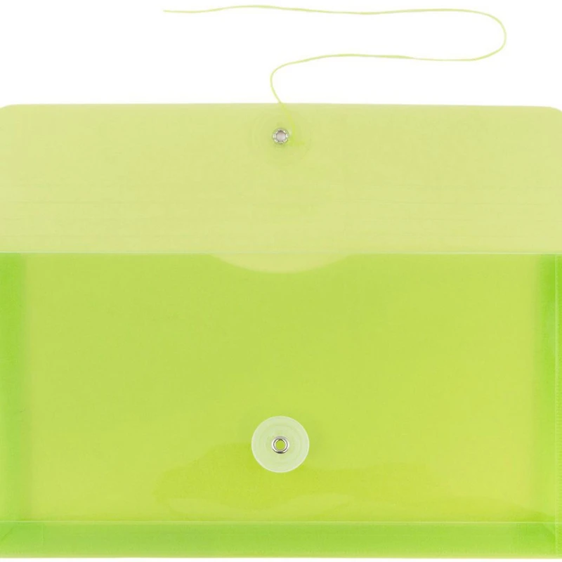 JAM Paper 5.25" x 10" Lime Green Plastic Booklet Envelopes, 24ct.