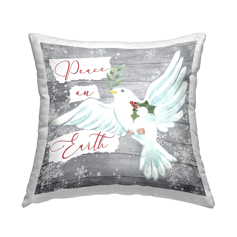 Stupell Industries Peace On Earth Winter Dove Throw Pillow