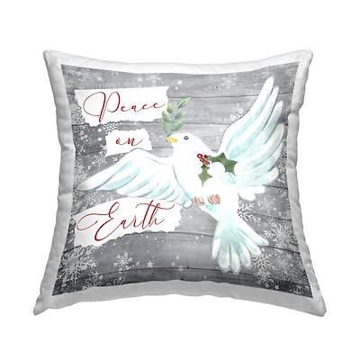 Stupell Industries Peace On Earth Winter Dove Throw Pillow