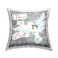 Stupell Industries Peace On Earth Winter Dove Throw Pillow