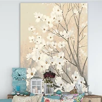 Designart - Brown onn Grey Blossoms