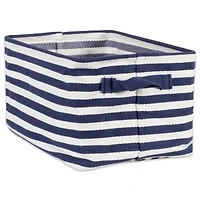 DII® Small French Blue & White Herringbone Striped PE-Coated Cotton Laundry Bins, 2ct.