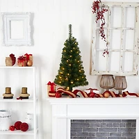 3ft. Pre-Lit Green Artificial Christmas Tree, Warm White LED Lights