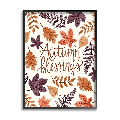 Stupell Industries Autumn Blessings Fern Leaves Nature Framed Giclee Art
