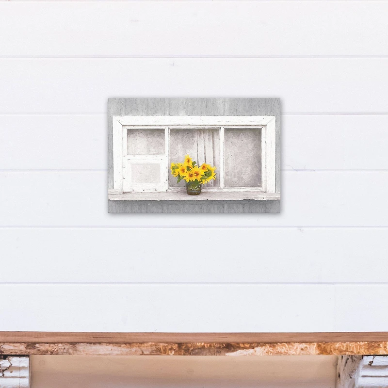 Sunflower Window 12" x 18" Canvas Wall Art