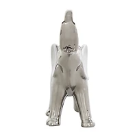10" Silver Ceramic Elephant Standing Sculpture