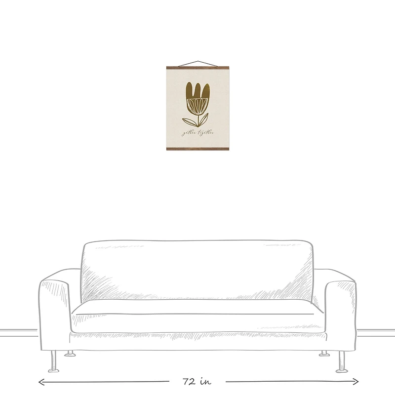 Flower Gather Together 16" x 20" Teak Hanging Canvas