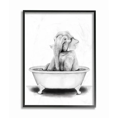 Stupell Industries Elephant In A Tub Wall Art in Black Frame