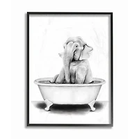 Stupell Industries Elephant In A Tub Wall Art in Black Frame