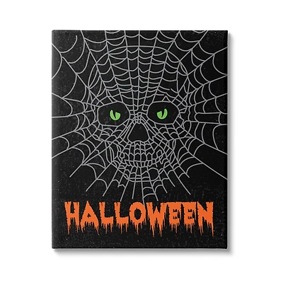 Stupell Industries Spooky Halloween Spider Web Skull Canvas Wall Art