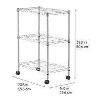 Iris® 32" Silver 3-Tier Rolling Wire Rack Shelf