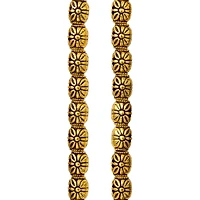 12 Pack:  Gold Carved Flower Tube Beads, 10mm by Bead Landing™