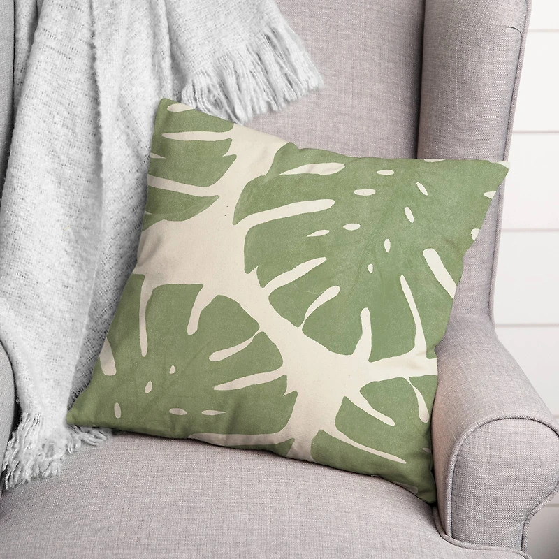 Big Green Monstera 18" x 18" Throw Pillow