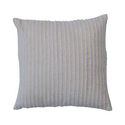 Hello Honey® 20" Beige & White Stripes with Gold Thread Cotton & Acrylic Pillow