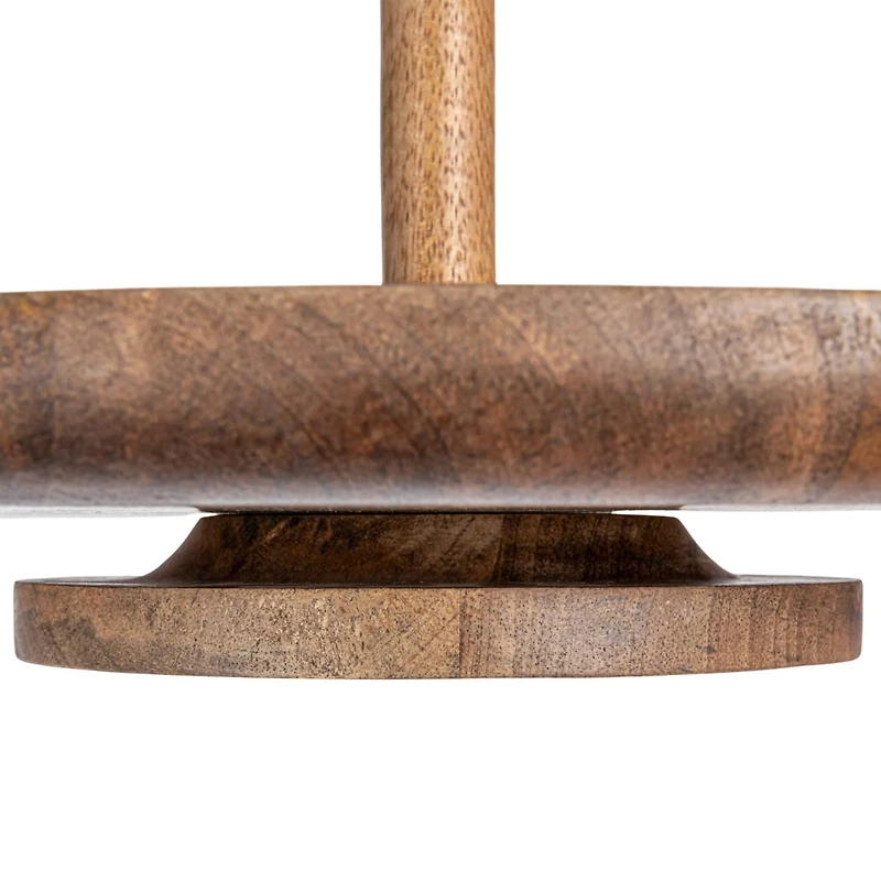 Hello Honey® 16" Round Natural Mango Wood 2-Tier Tray