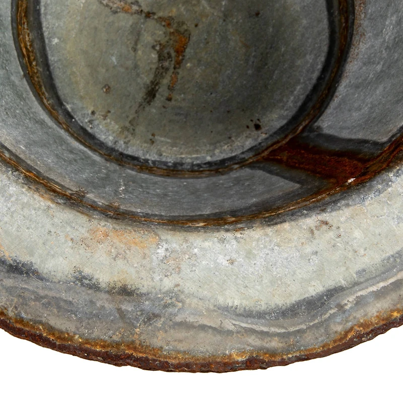 Hello Honey® 16" Zinc Round Metal Footed Planter with Distressed Finish