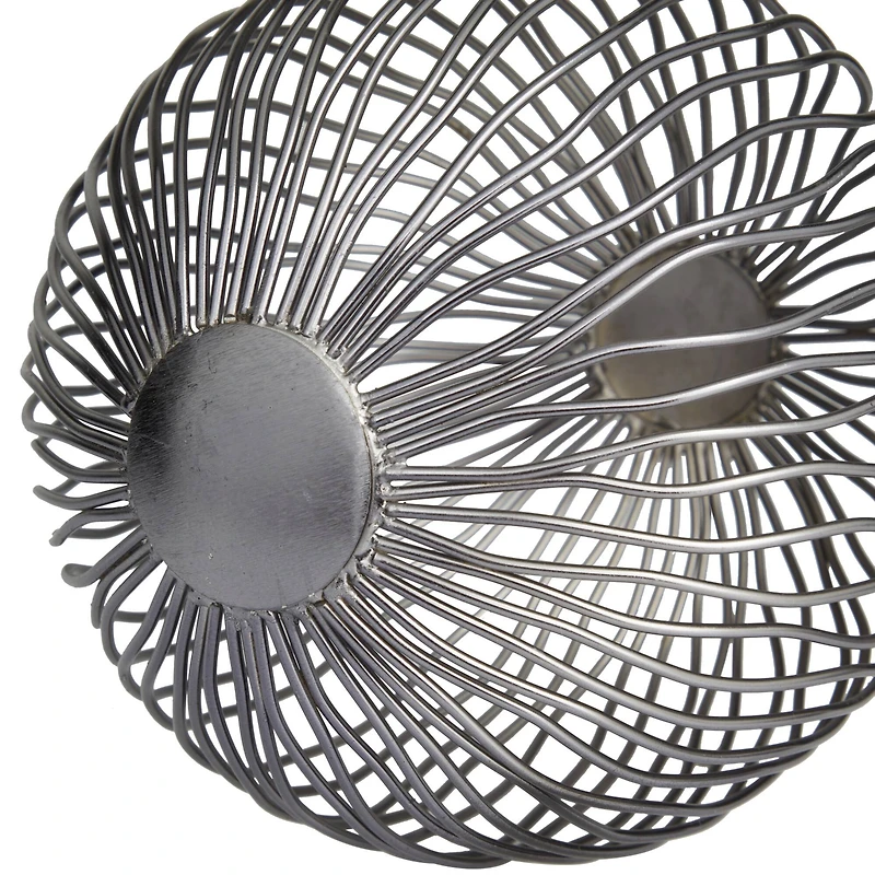 Grey Metal Contemporary Geometric Sculpture, Set of 3" 8", 6", 4"