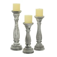 White Distressed Wood Traditional Candle Holder Set, 3ct.