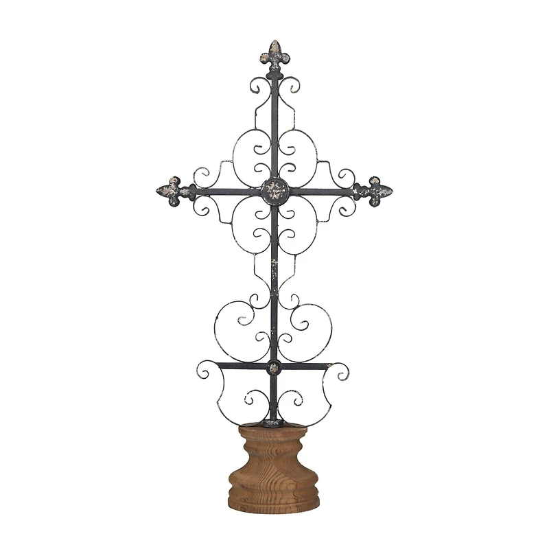 28" Black Iron French Country Crosses
