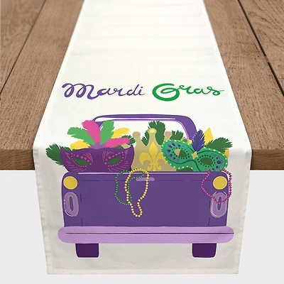 90" Mask Truck Load Mardi Gras Table Runner
