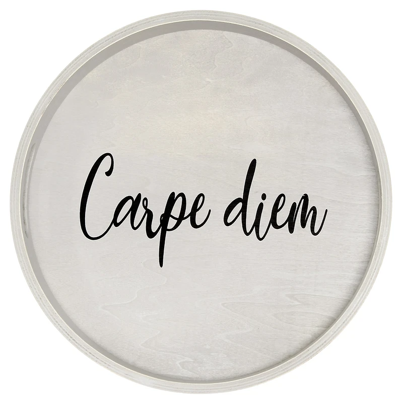 Elegant Designs™ 13.8" Round Carpe Diem Serving Tray with Handles