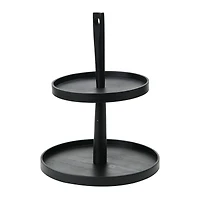 Hello Honey® 18" Black Wood 2-Tier Decorative Tray