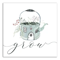 Grow Teapot Floral 16" x 16" Canvas Wall Art