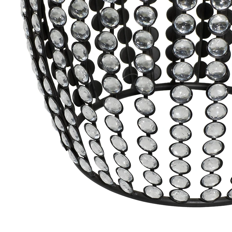 Black Iron and Wood Glam Accent Table, 19" x 16" x 16"