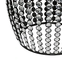 Black Iron and Wood Glam Accent Table, 19" x 16" x 16"