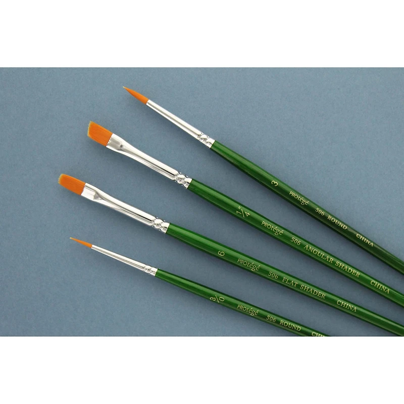 Protégé Gold Nylon Short Handle 4 Piece Brush Set