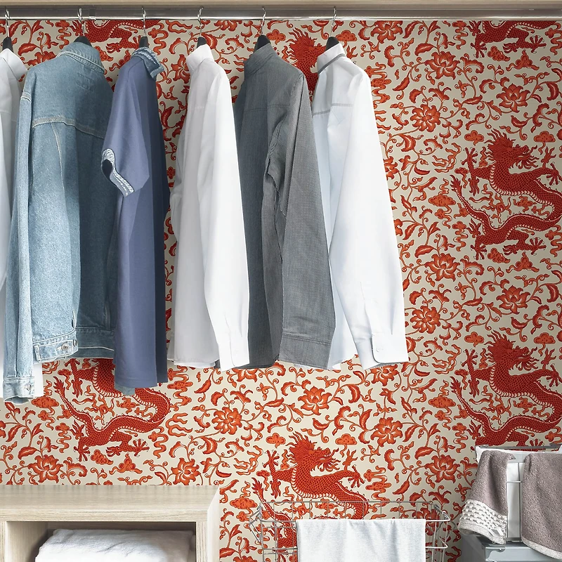 Scalamandre Persimmon Chien Dragon Peel & Stick Wallpaper